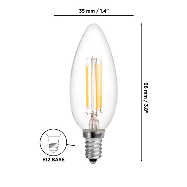 Ampoules à DEL à intensité réglable Luminus de 60 W, B10, EQ, blanc chaud (paquet de 6)