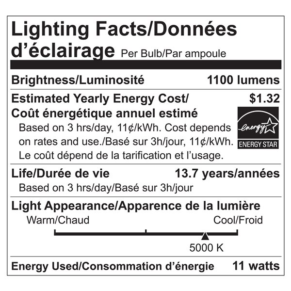 Ampoules à DEL à intensité réglable Luminus de 75 W, A19, EQ, lumière de jour, paquet de 6