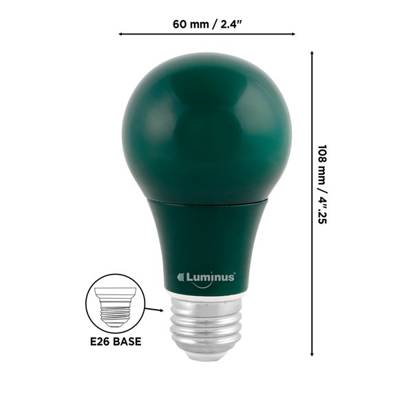 Ampoules vertes à DEL Luminus de 40 W, A19, EQ, paquet de 6