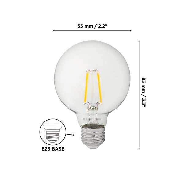 Ampoules à DEL à intensité réglable Luminus de 40 W, G25, EQ, lumière de jour (paquet de 6)