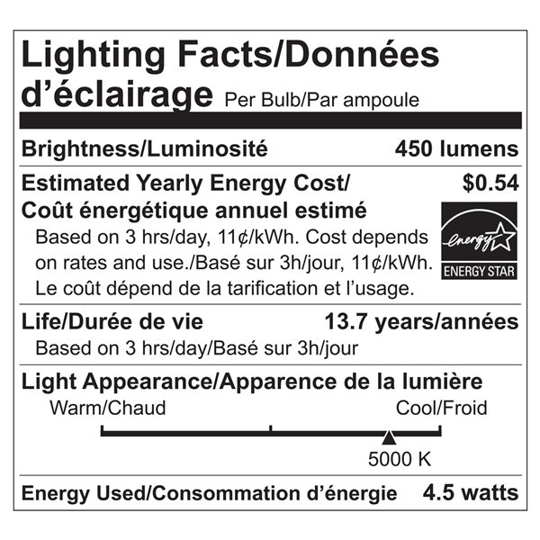 Ampoules à DEL à intensité réglable Luminus de 40 W, G25, EQ, lumière de jour (paquet de 6)