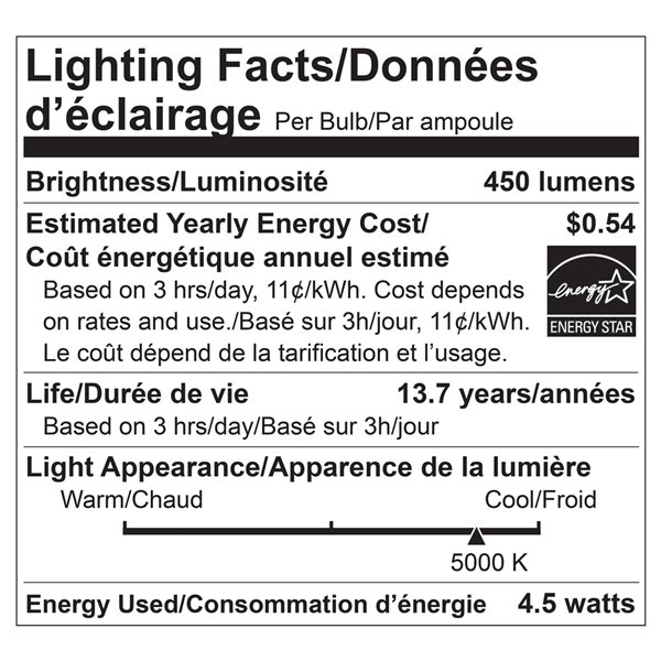 Ampoules à DEL à intensité réglable Luminus de 40 W, A19, EQ, lumière de jour, paquet de 6