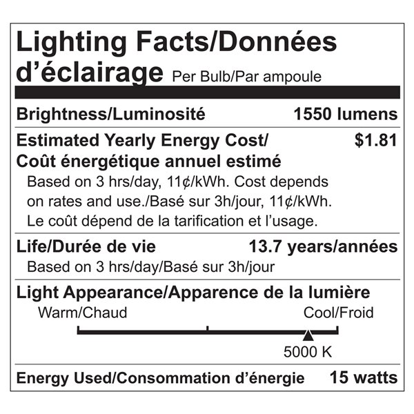 Ampoules à DEL Luminus de 100 W, A19, EQ, lumière de jour, paquet de 12