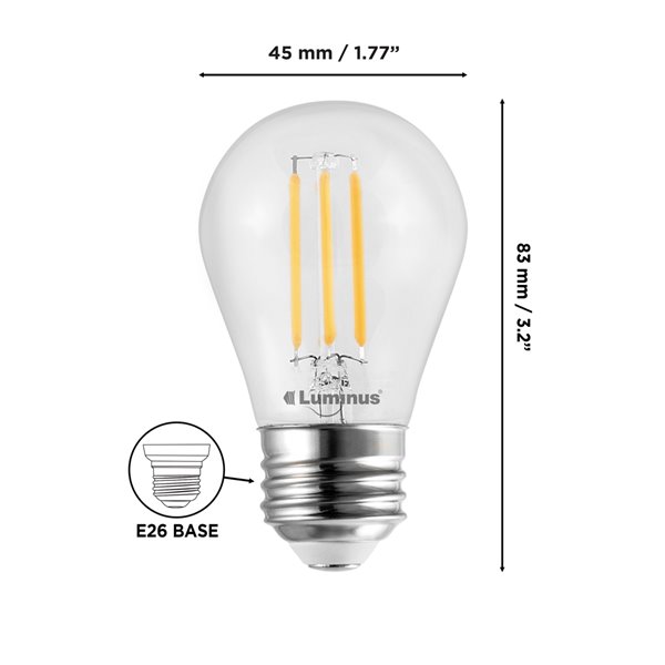 Ampoules à DEL à intensité réglable Luminus de 40 W, A15, EQ, blanc chaud, paquet de 12