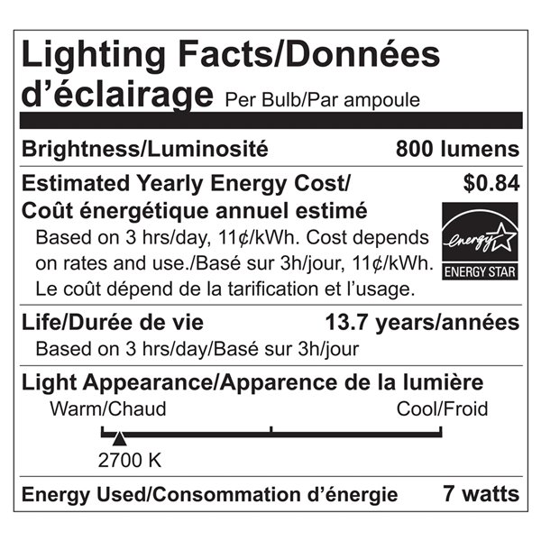 Ampoules à DEL à intensité réglable Luminus de 60 W, G25, EQ, blanc chaud, paquet de 6