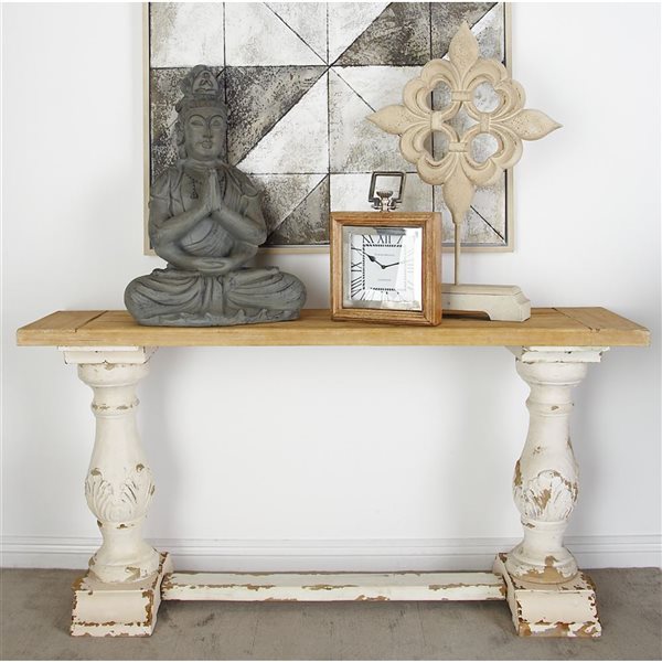 Grayson Lane Grayson Lane 29-in x 59-in Vintage Console Table - White Wood