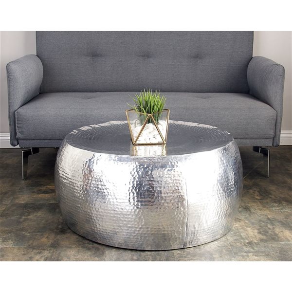 Grayson Lane 14-in x 30-in Contemporary Coffee Table - Silver aluminum