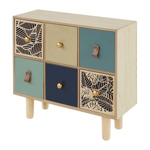 Grayson Lane 12-in x 14-in Eclectic Jewelry Box - Blue Wood