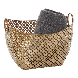 Grayson Lane 11-in x 17-in x 13-in Contemporary Storage Basket - Gold Metal