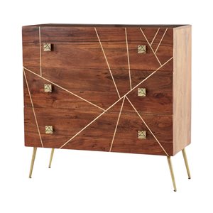 Grayson Lane 36-in x 36-in Modern Cabinet - Brown Metal and Wood