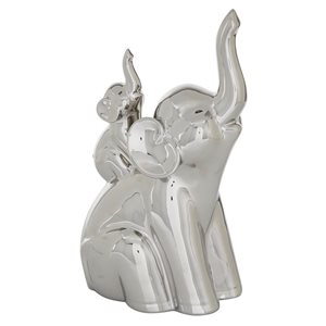 Grayson Lane 11-in x 5-in Glam Sculpture - Silver Porcelain Elephant
