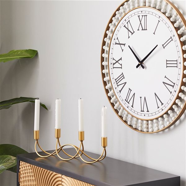 CosmoLiving by Cosmopolitan 5-in x 15-in Contemporary Candelabra - Gold Metal