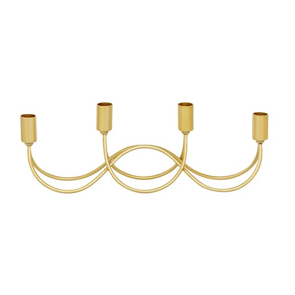 CosmoLiving by Cosmopolitan 5-in x 15-in Contemporary Candelabra - Gold Metal