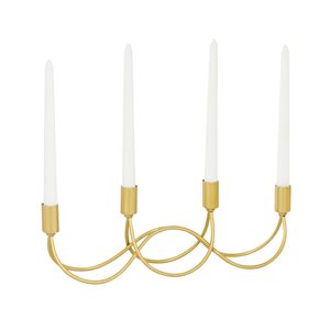 CosmoLiving by Cosmopolitan 5-in x 15-in Contemporary Candelabra - Gold Metal