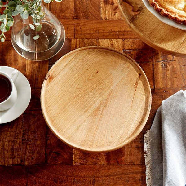 Grayson Lane Set of 3 10-in, 12-in, 14-in Brown Natural Cake Stand - Mango Wood