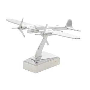 Grayson Lane 8-in x 12-in Modern Airplane Sculpture - Silver Aluminum