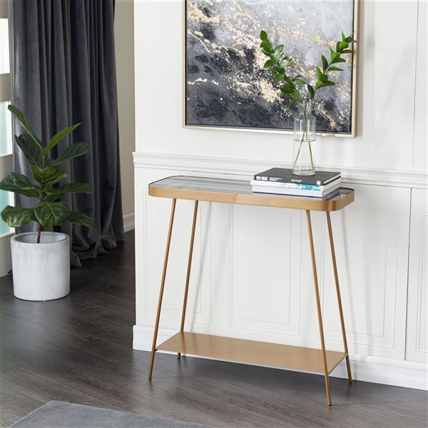 Grayson Lane Grayson Lane 32-in x 32-in Modern Console Table - Gold Metal