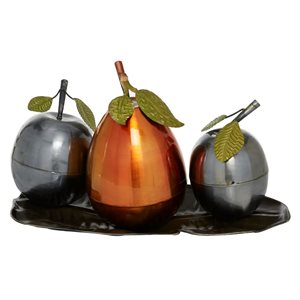 Grayson Lane 11-in x 22-in Traditional Decorative Fruit with Tray - Multi Iron