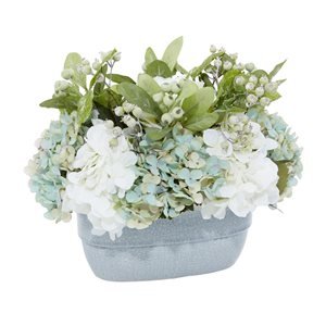 Grayson Lane 19-in x 13-in Natural Artificial Foliage - Teal Plastic and Glass