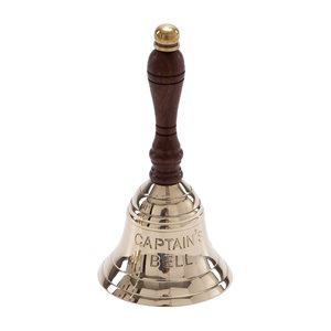 Grayson Lane 5-in x 2-in Coastal Hand Bell -  Brass and Wood