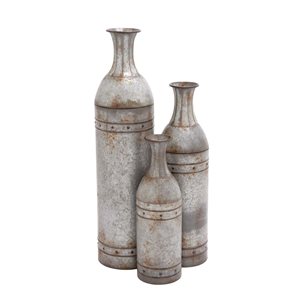 Grayson Lane Set of 3 43-in, 33-in, 25-in Farmhouse Vase - Grey Metal