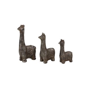 Grayson Lane Set of 3 8-in, 7-in, 5-in Black Eclectic Llama Sculpture - Metal