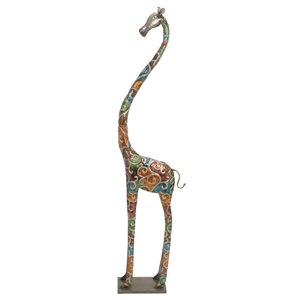 Grayson Lane 73-in x 17-in Giraffe Eclectic Sculpture - Grey Metal