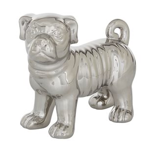 Grayson Lane 7-in x 7-in Glam Sculpture - Silver Porcelain Dog