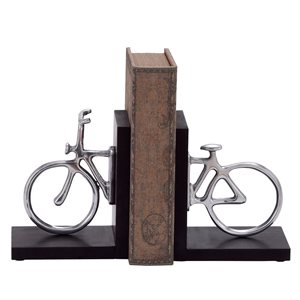 Grayson Lane Set of 2 6-in x 7-in Silver Vintage Bicycle Bookends - Aluminum