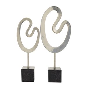CosmoLiving by Cosmopolitan 24-in x 10-in Contemporary Sculpture - Silver Marble