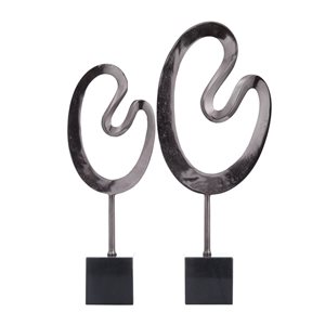 CosmoLiving by Cosmopolitan 24-in x 10-in Contemporary Sculpture - Black Marble
