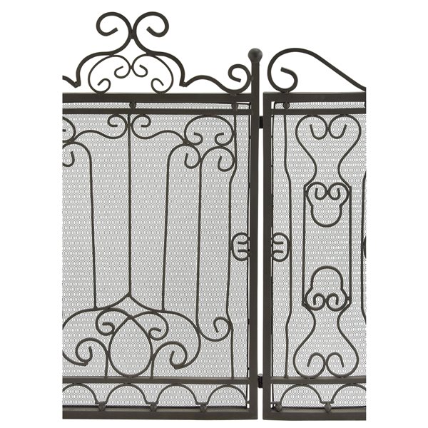 Grayson Lane 1-in Brown Iron 3-Panel Scroll Fireplace Screen