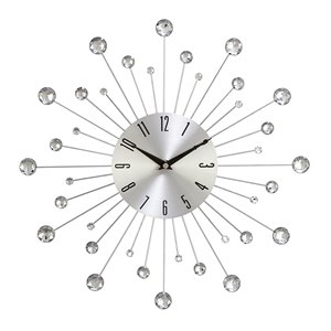 Grayson Lane 15-in x 15-in Silver Analogue Round Wall Standard Clock