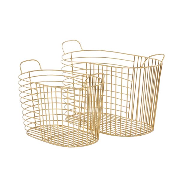 CosmoLiving by Cosmopolitan 2-Piece 14.05-in x 12.40-in Gold Contemporary Storage Basket