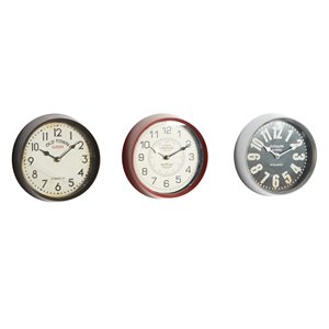 Grayson Lane 9-in x 9-in Set of 3 Analogue Round Wall Standard Clock - Multiple Colour