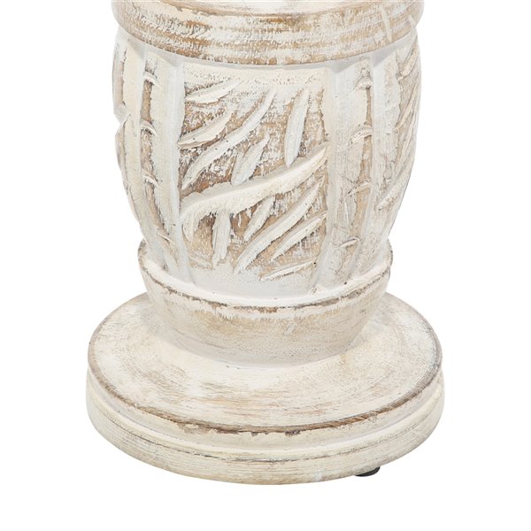 Grayson Lane 1-Candle White Wood Pillar Candle Holder - Set of 3