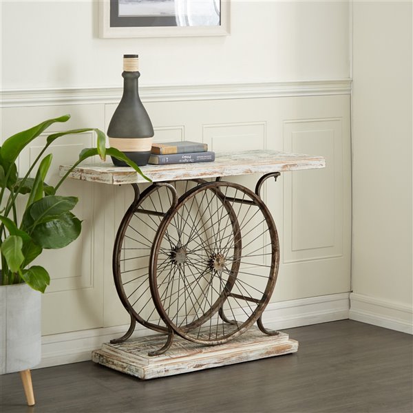 Grayson Lane White Wood Rustic Console Table