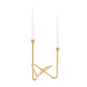 Cosmoliving By Cosmopolitan 2-Candle Gold Metal Pillar Candle Holder