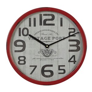 Grayson Lane 14-in x 14-in Red Analogue Round Wall Standard Clock