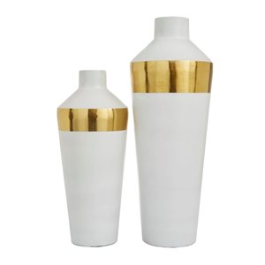Grayson Lane 2-Piece 20.30-in x 7.50-in White Modern Vase