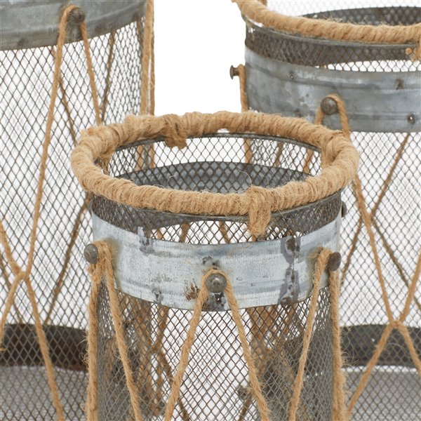 Grayson Lane 1-Candle Silver Metal Lantern Candle Holder - Set of 3