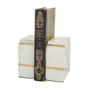 CosmoLiving by Cosmopolitan 2-Piece 4.70-in x 2.20-in White Casual Bookend