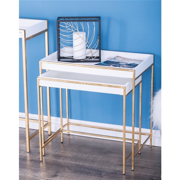 Grayson Lane Gold and White Modern Console Tables - Set of 2