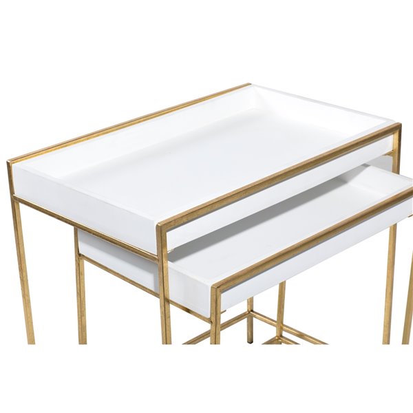 Grayson Lane Gold and White Modern Console Tables - Set of 2