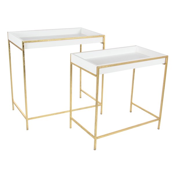 Grayson Lane Gold and White Modern Console Tables - Set of 2