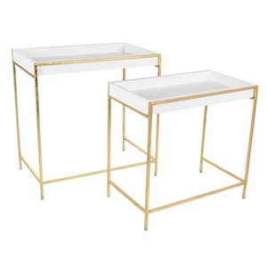 Grayson Lane Gold and White Modern Console Tables - Set of 2