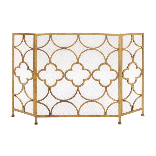 Grayson Lane 1-in Gold Iron 3-panel Flat Fireplace Screen