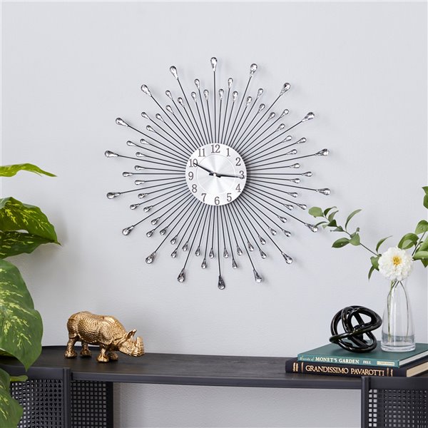 Grayson Lane Silver Analog Round Wall Clock