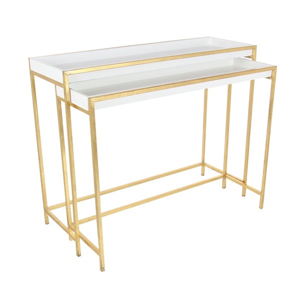 Grayson Lane White And Gold Modern Console Tables Set Of 2 364519 RONA   330862624 MainImage 001 L 