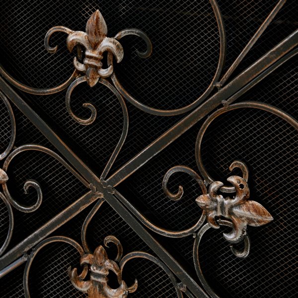 Grayson Lane 1-in Black Iron 3-panel Scroll Fireplace Screen